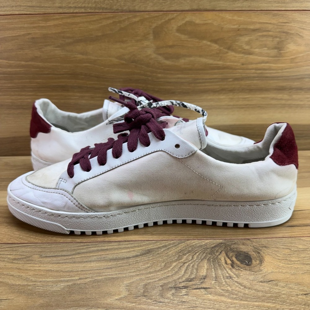 Off-White Low Vulcanized Sneakers Mens 44 White Burgundy Casual Virgil Abloh - Picture 10 of 10